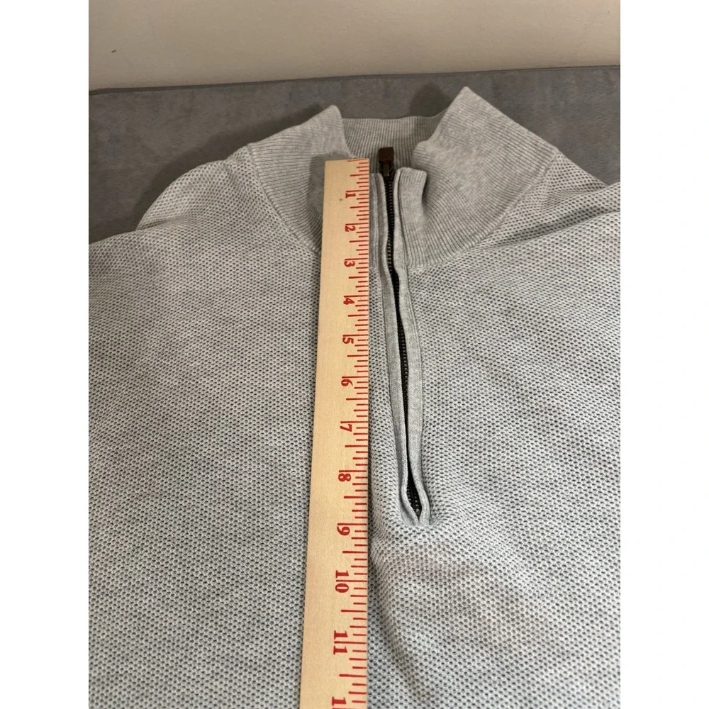 Polo Ralph Lauren Mens Mesh-Knit Cotton 1/4 Zip Sweater Cotton Sz L Logo Gray
